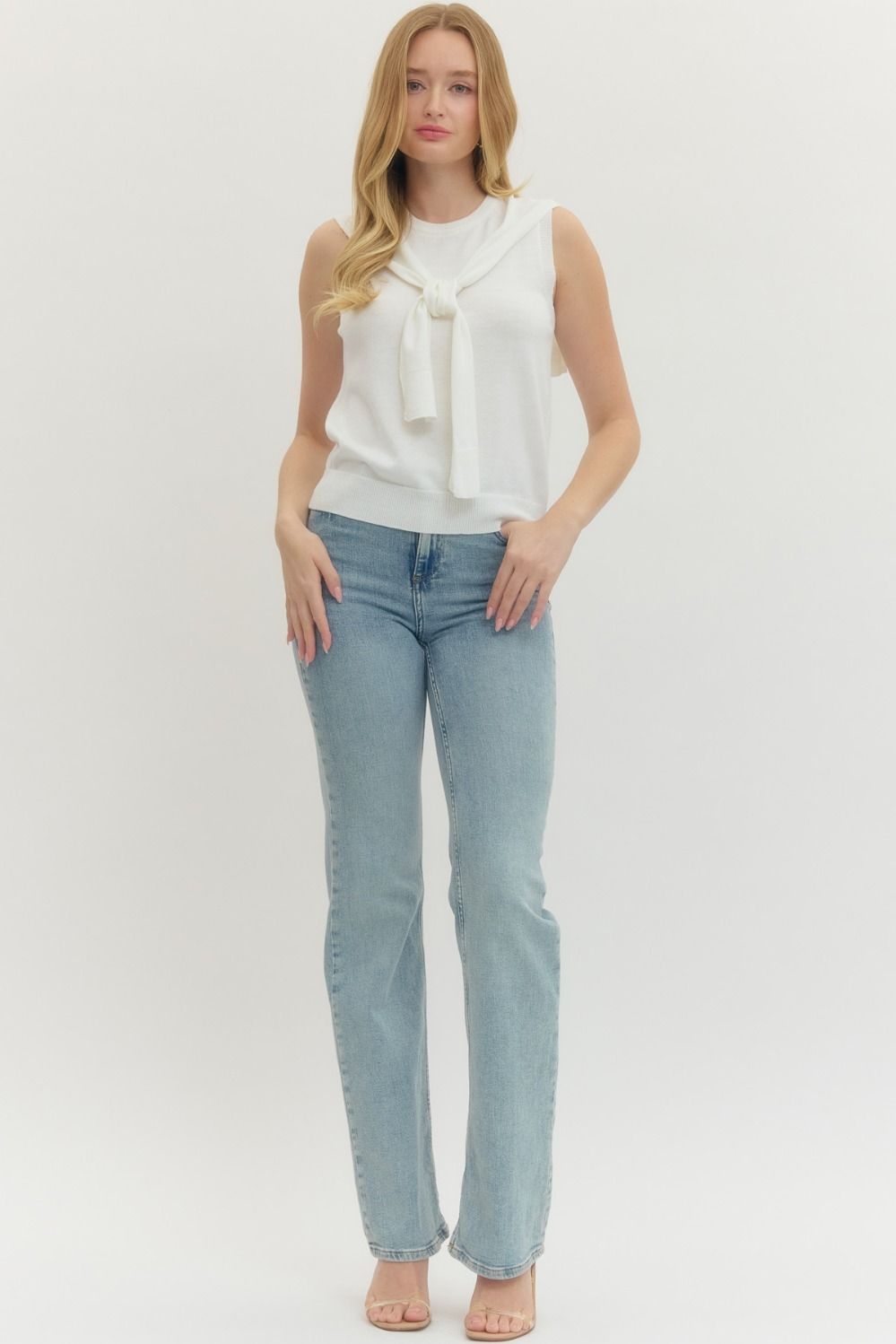 Kailyn Shoulder Wrap Top- Ivory