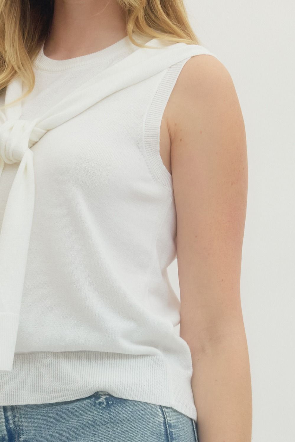 Kailyn Shoulder Wrap Top- Ivory