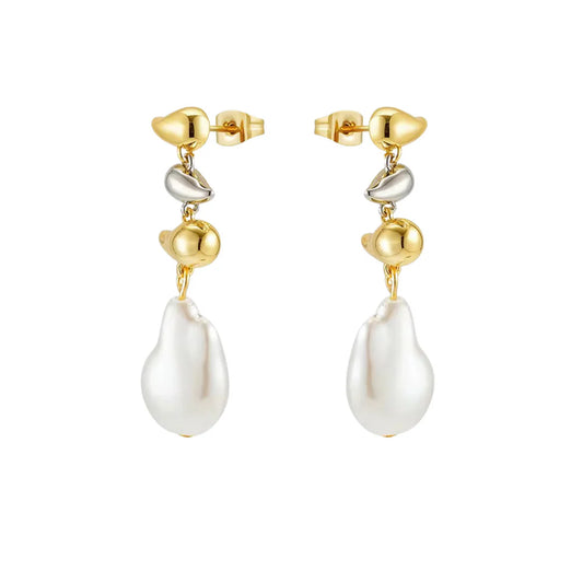 River Two Tone Pearl Earrings
