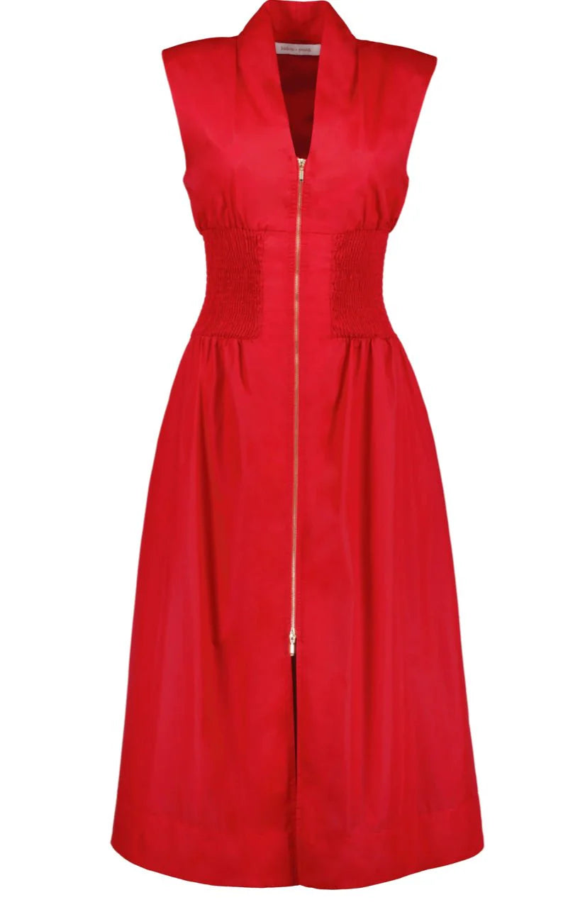 Skye Zip Dress- Cherry
