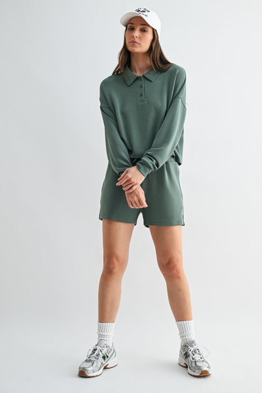 Laguna Breakline Collared Set- Eldergreen