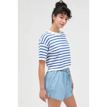 Micah Striped Crop Top- Blue