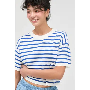 Micah Striped Crop Top- Blue