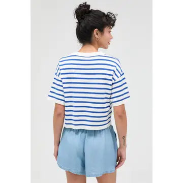 Micah Striped Crop Top- Blue