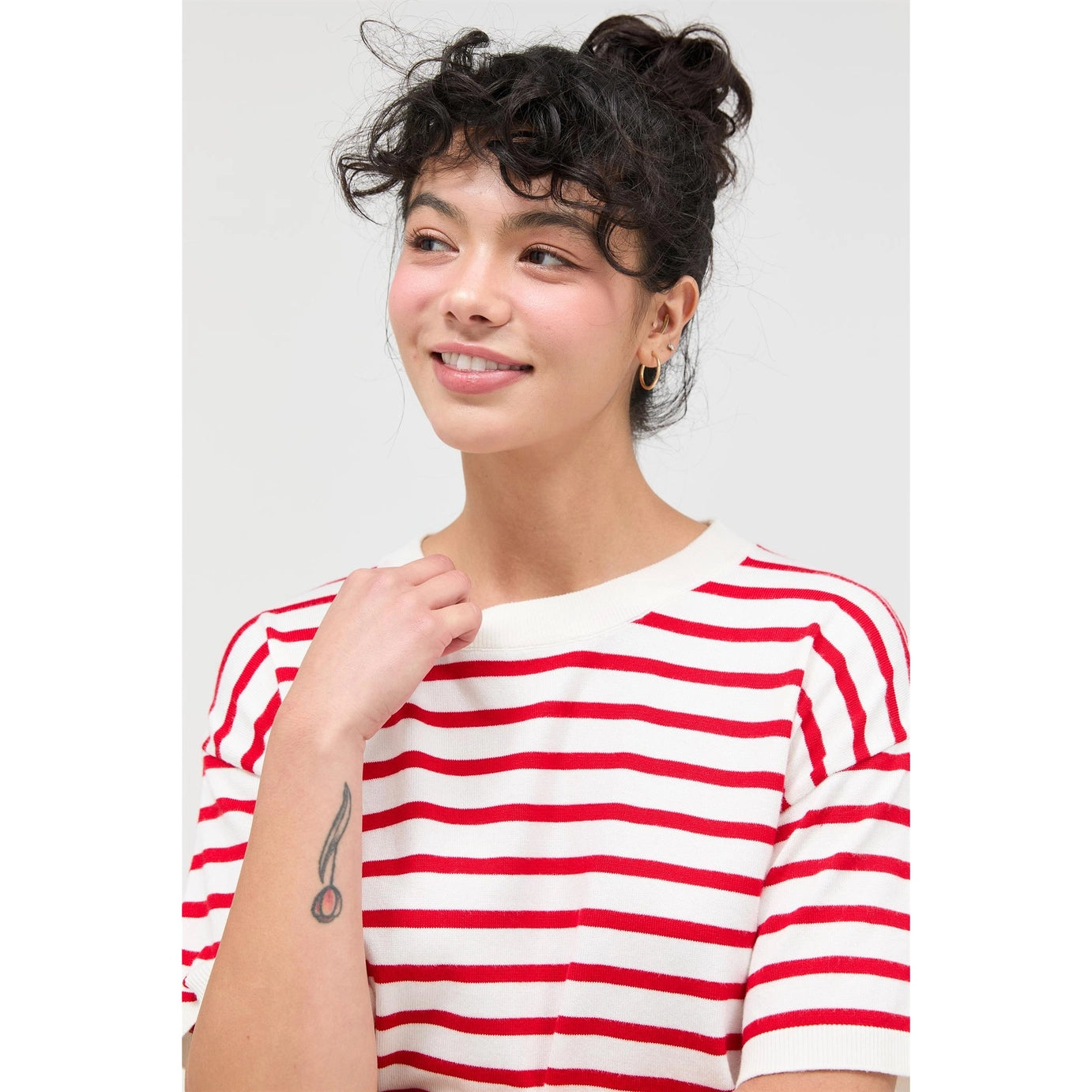 Micah Striped Crop Top- Red