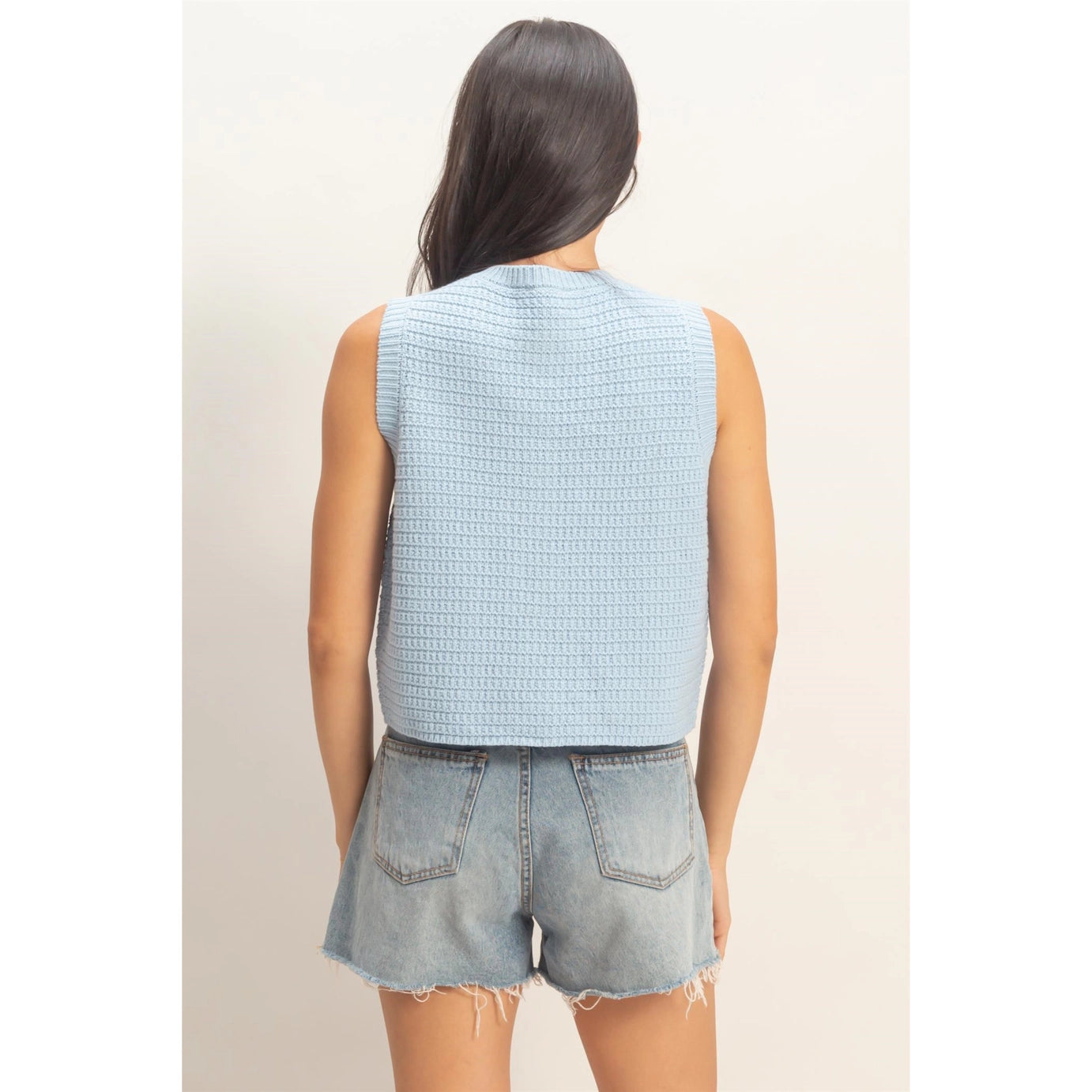 Etta Vest Top- Ice Blue