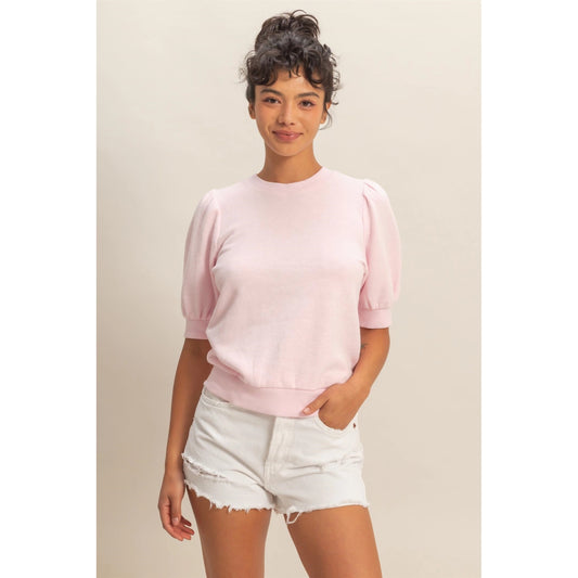KK Puff Sleeve Top- Soft Pink