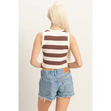 Bellamy Crop Knit Tank- Chocolate