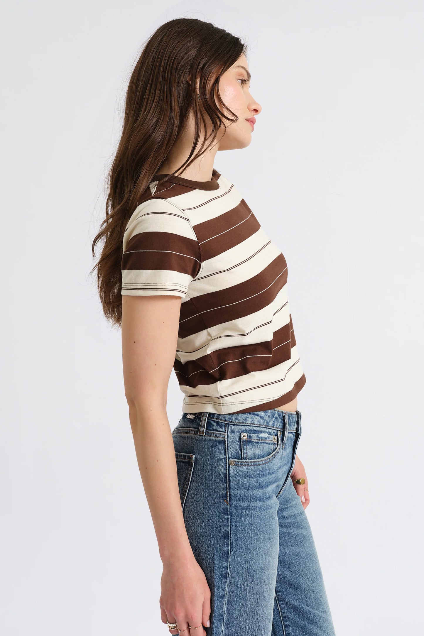 Zuma Crew Neck Tee- Chocolate Stripe