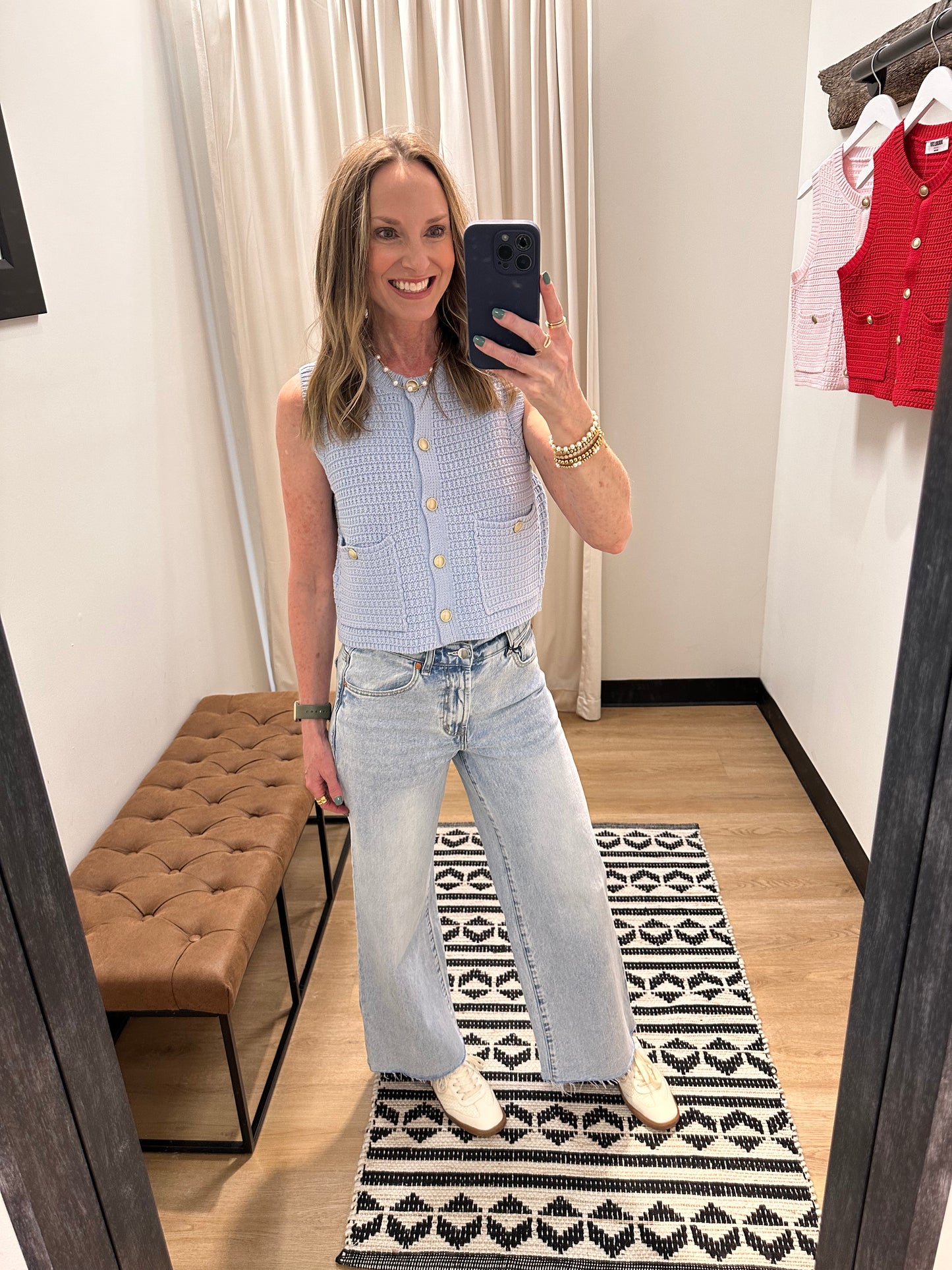 Etta Vest Top- Ice Blue