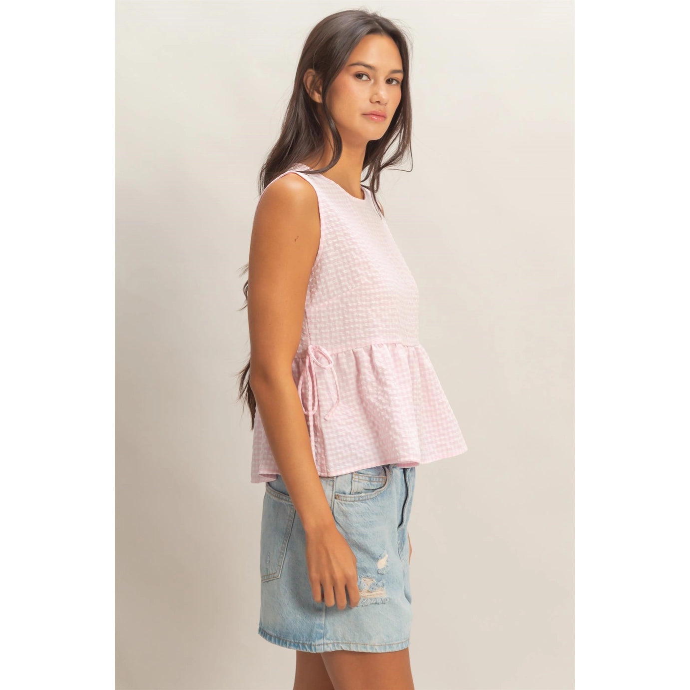 Ellie Gingham Top- Pink