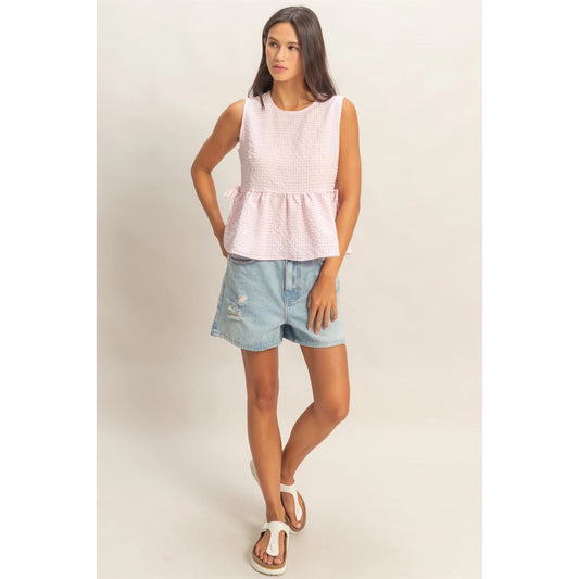 Ellie Gingham Top- Pink