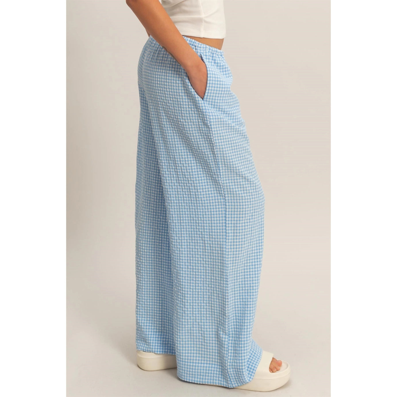 Ellie Gingham Pant- Baby Blue