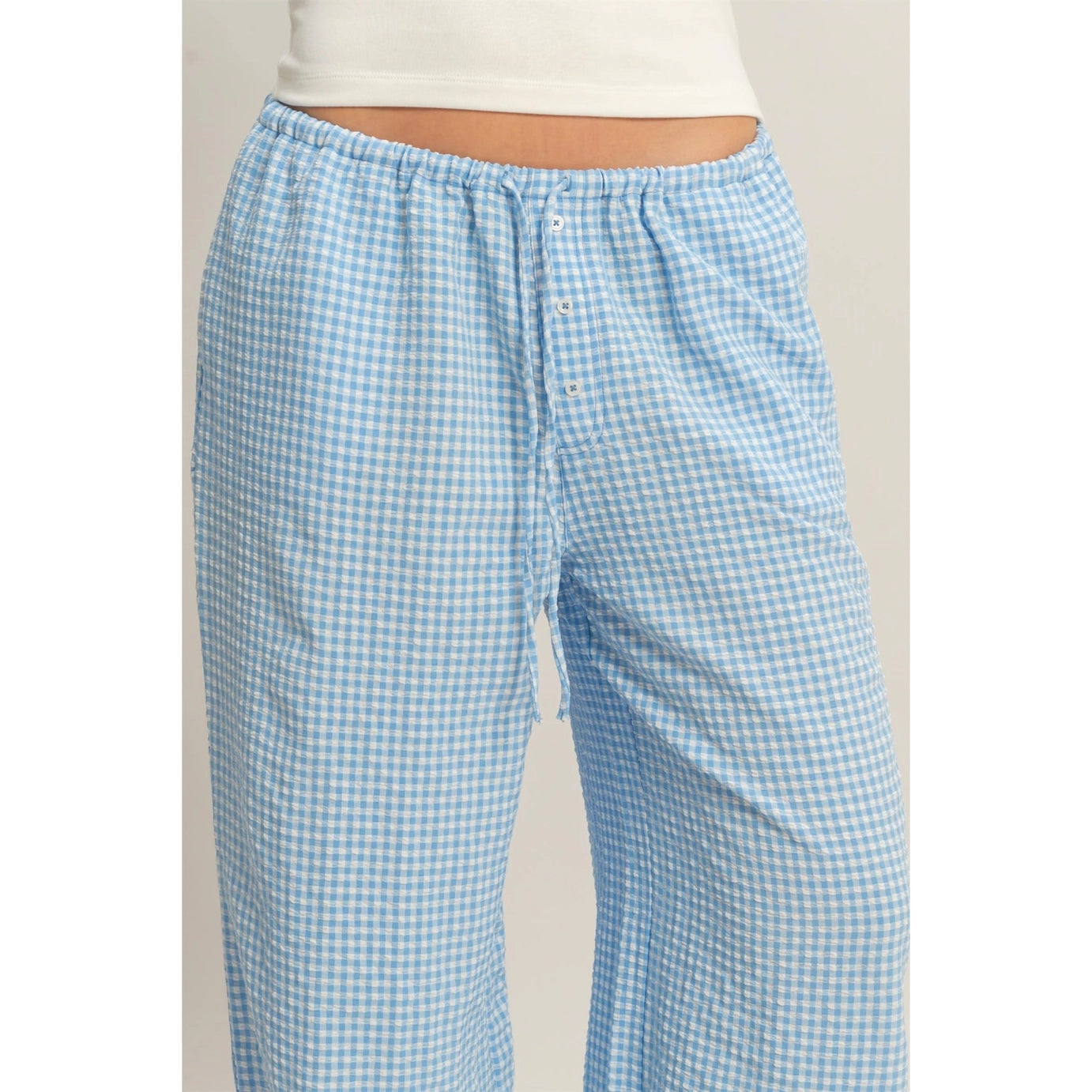 Ellie Gingham Pant- Baby Blue