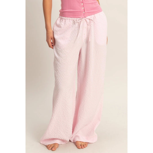 Ellie Gingham Pant- Pink