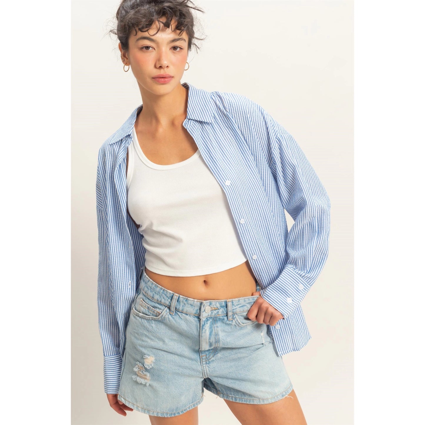 Della Striped Button-Up Blue