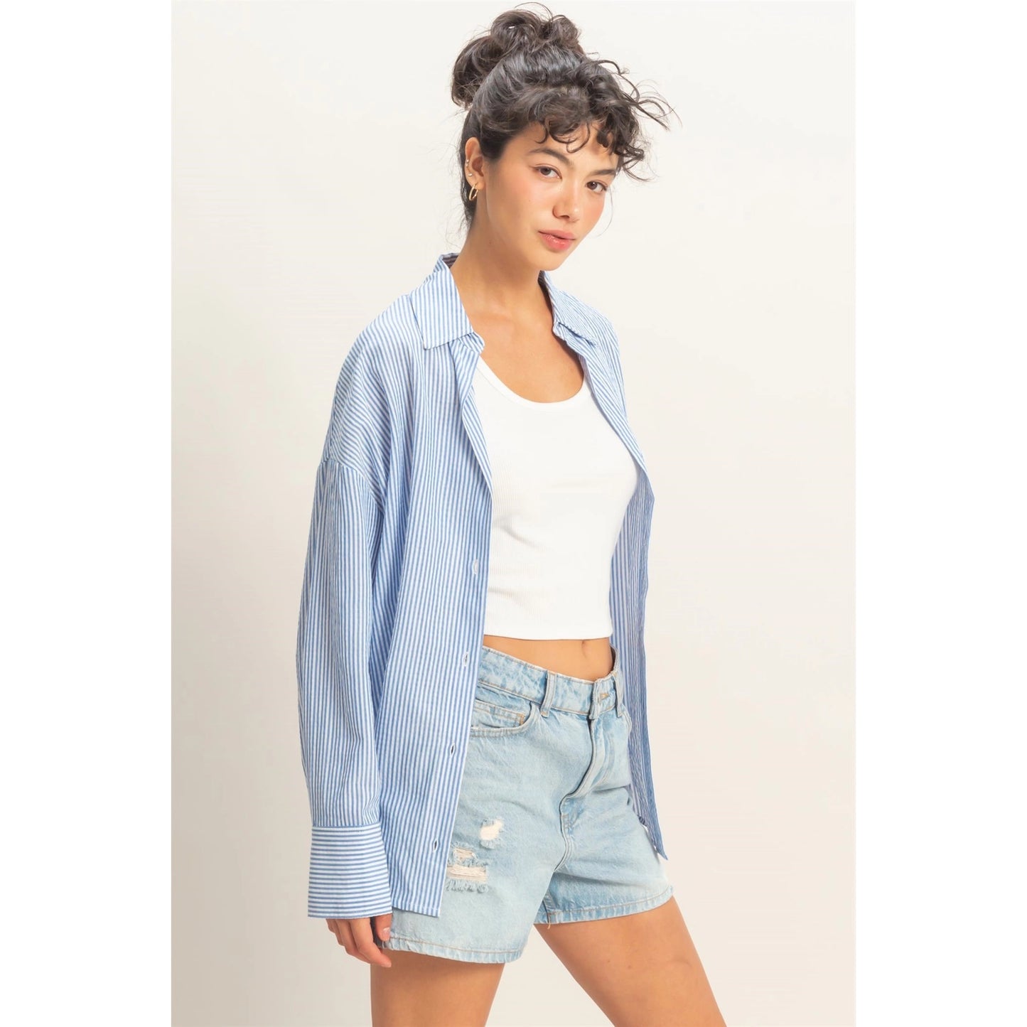Della Striped Button-Up Blue