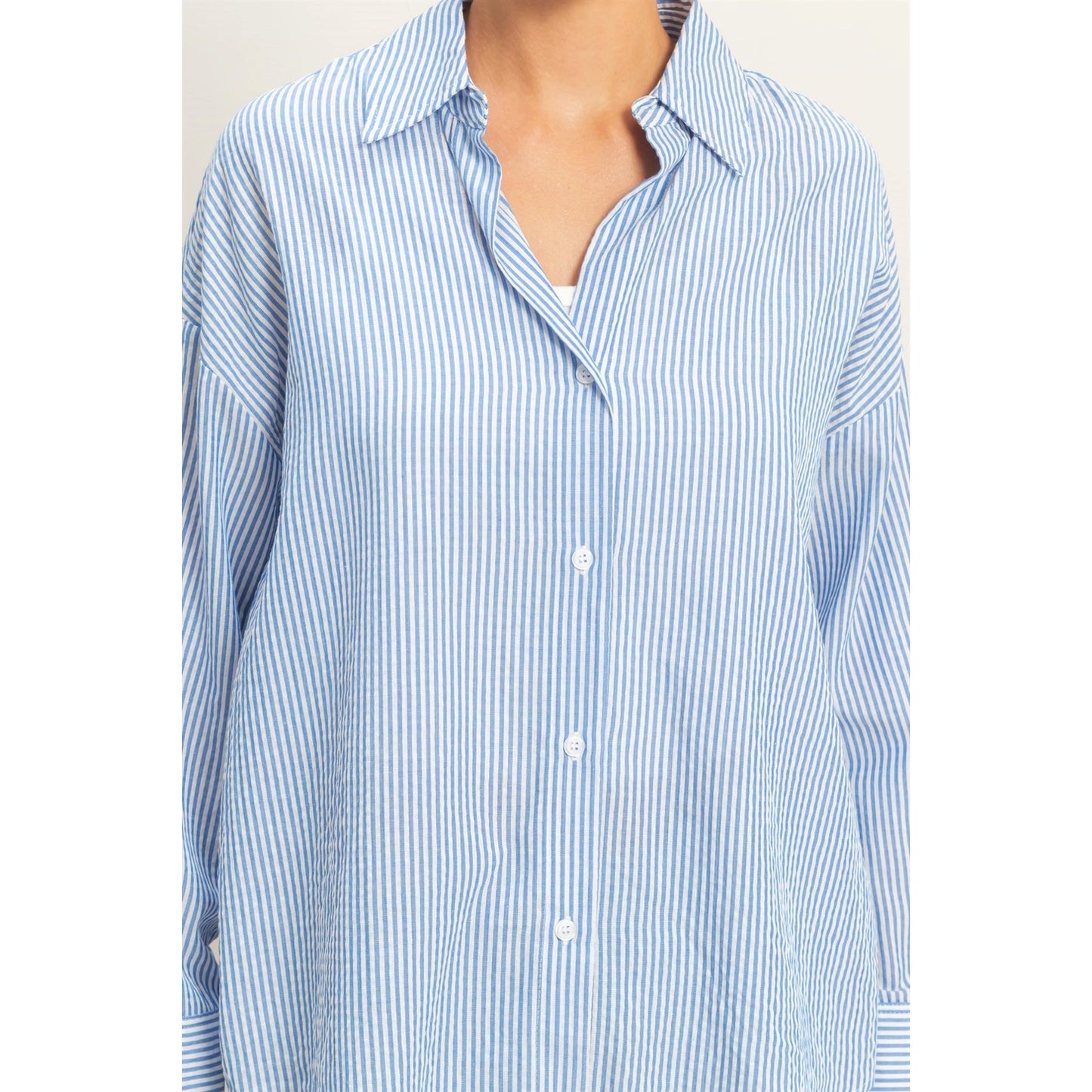 Della Striped Button-Up Blue