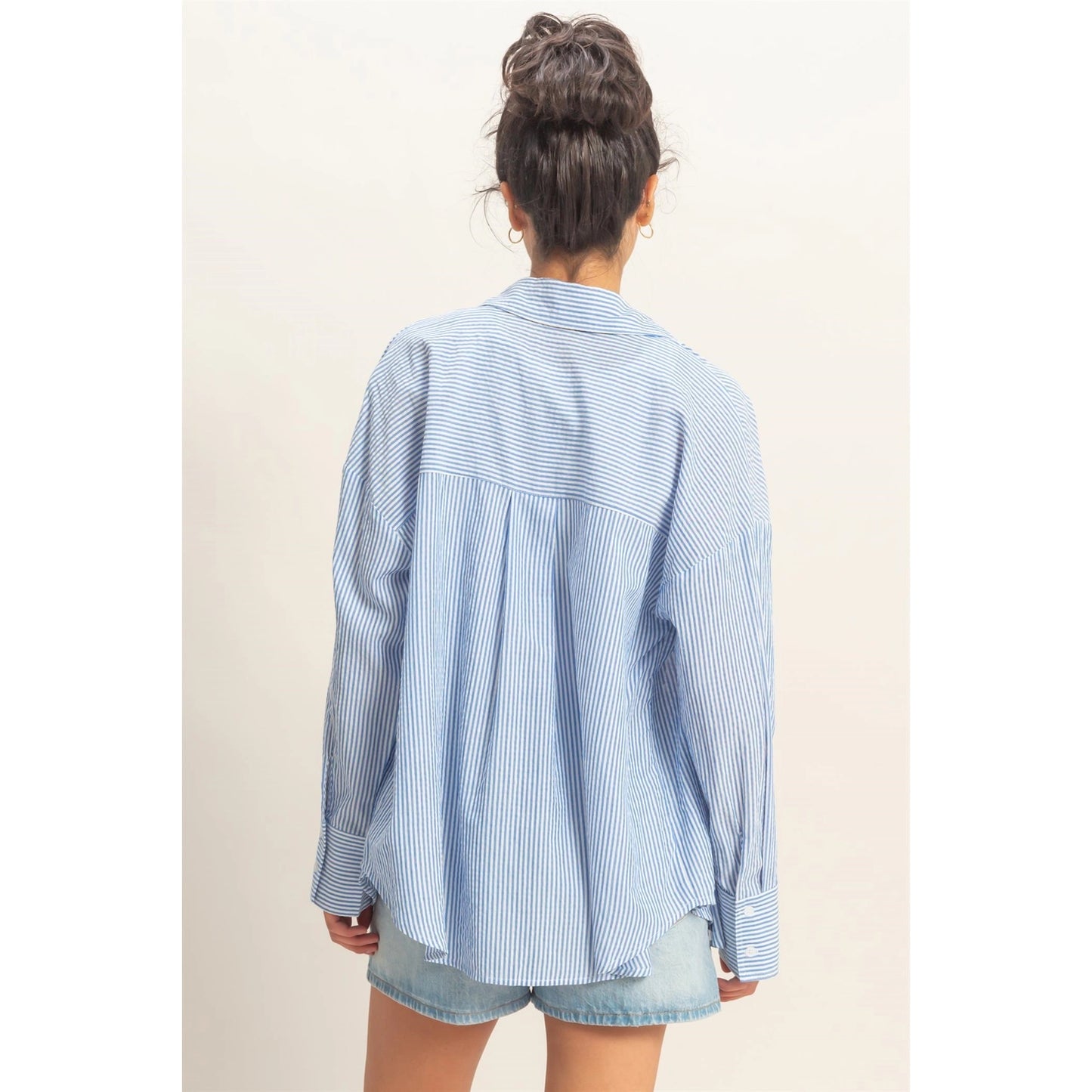 Della Striped Button-Up Blue