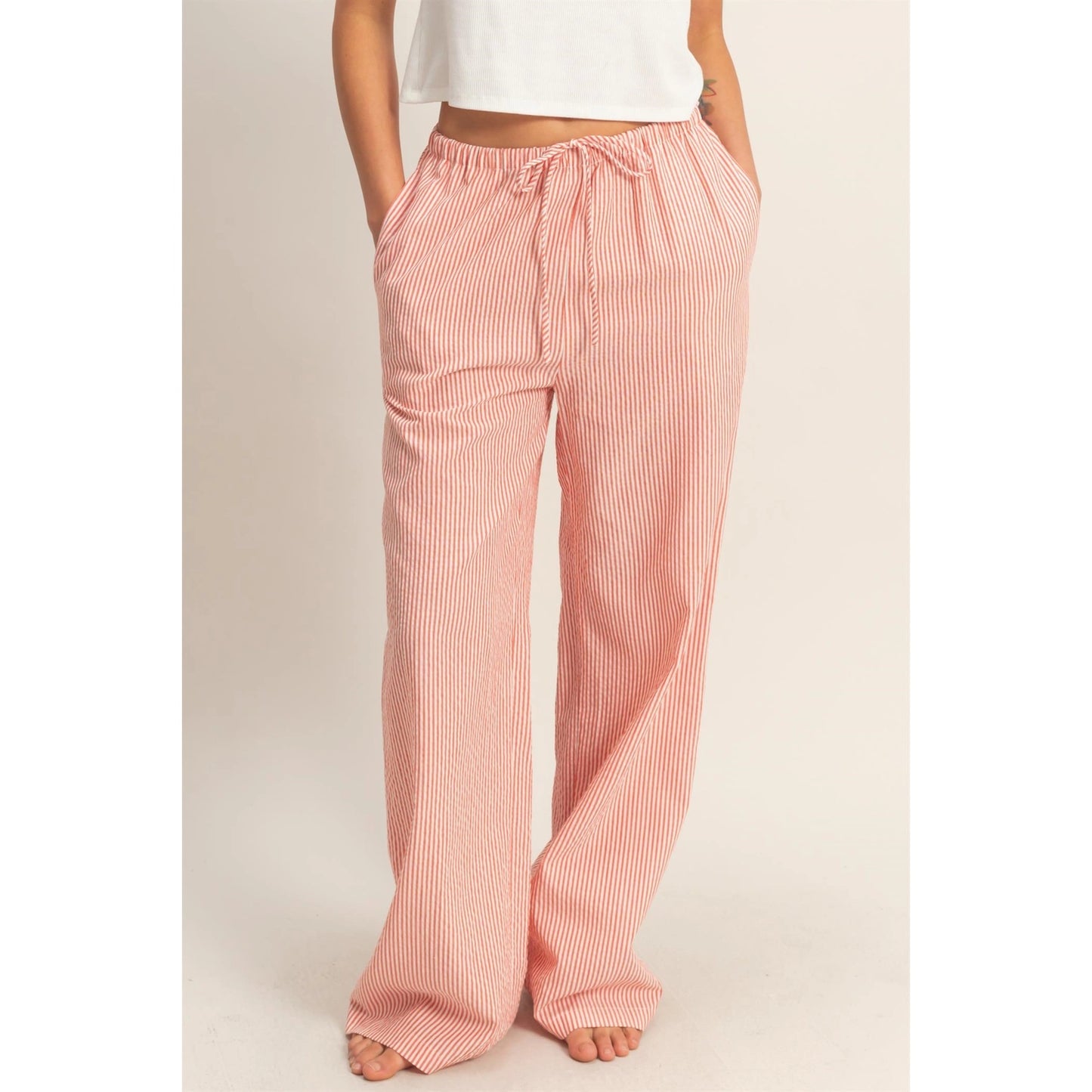 Reece Striped Pant- Red