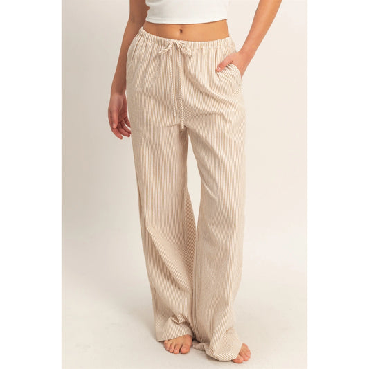 Reece Striped Pant- Taupe