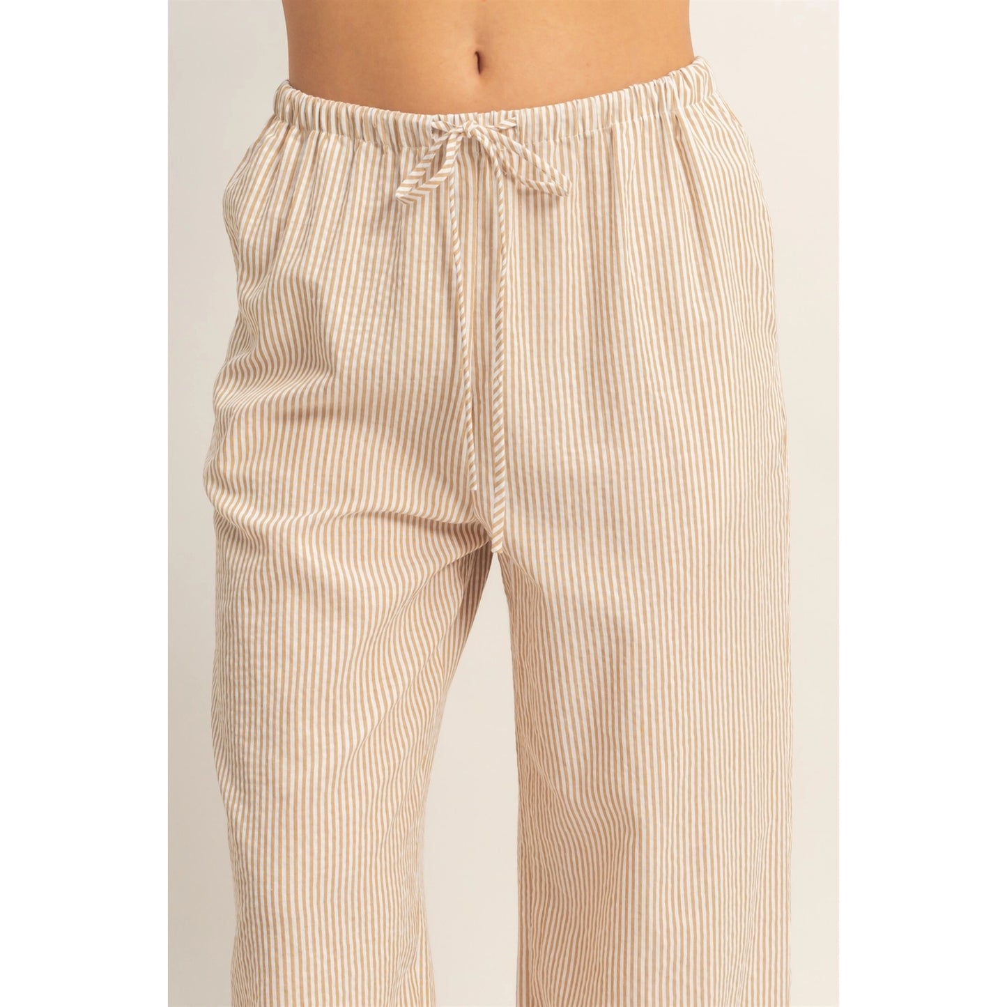 Reece Striped Pant- Taupe
