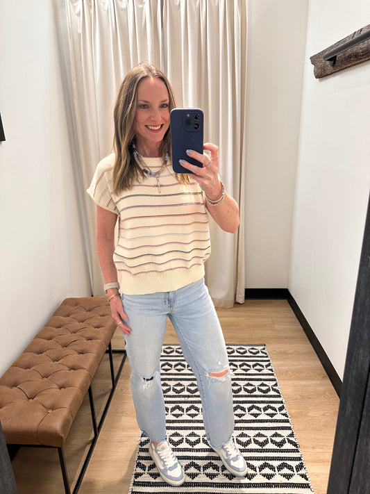 Waverly Striped Top- Lavender Multi