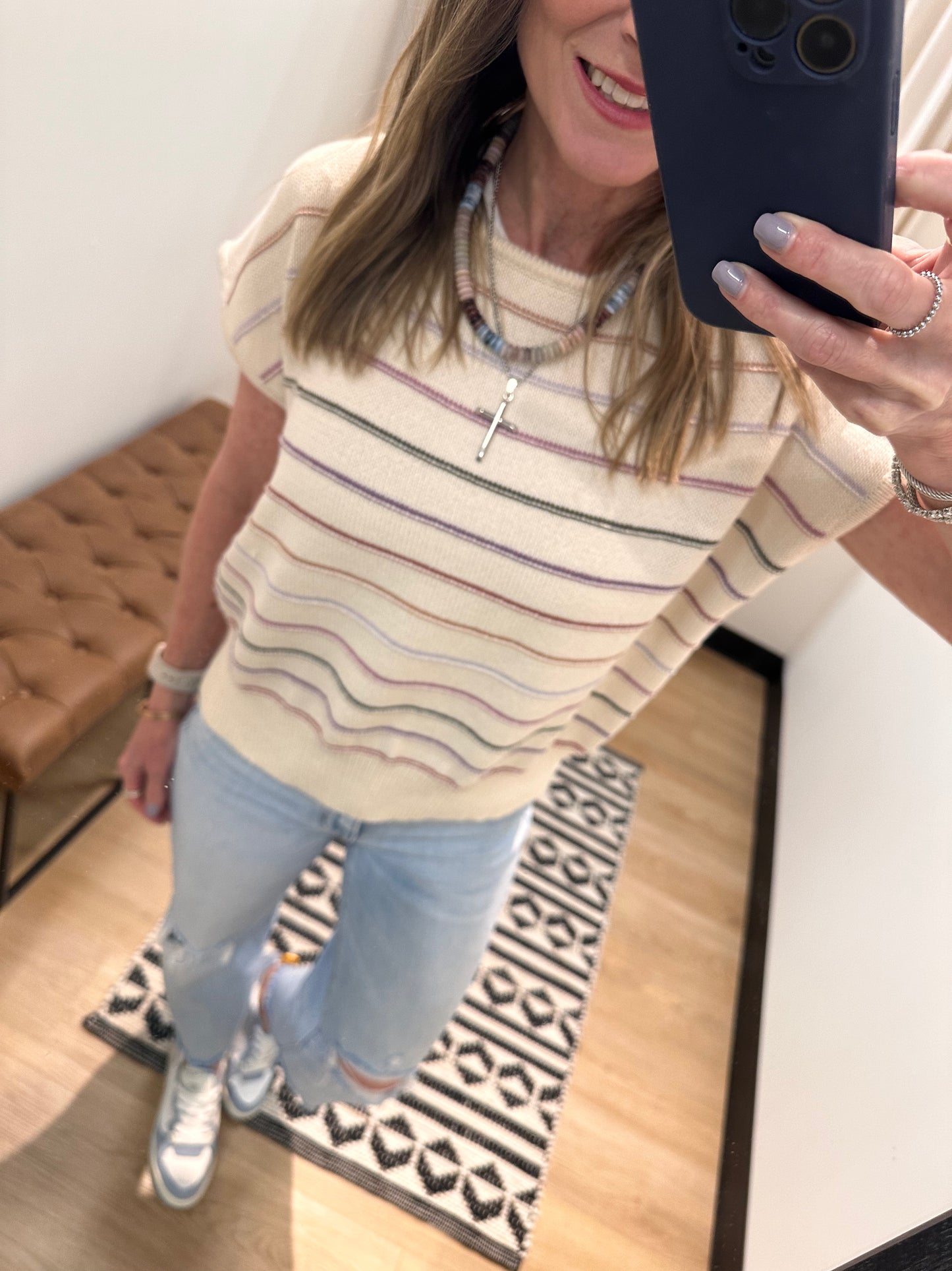 Waverly Striped Top- Lavender Multi