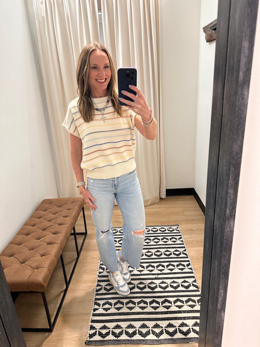 Waverly Striped Top- Blue Multi