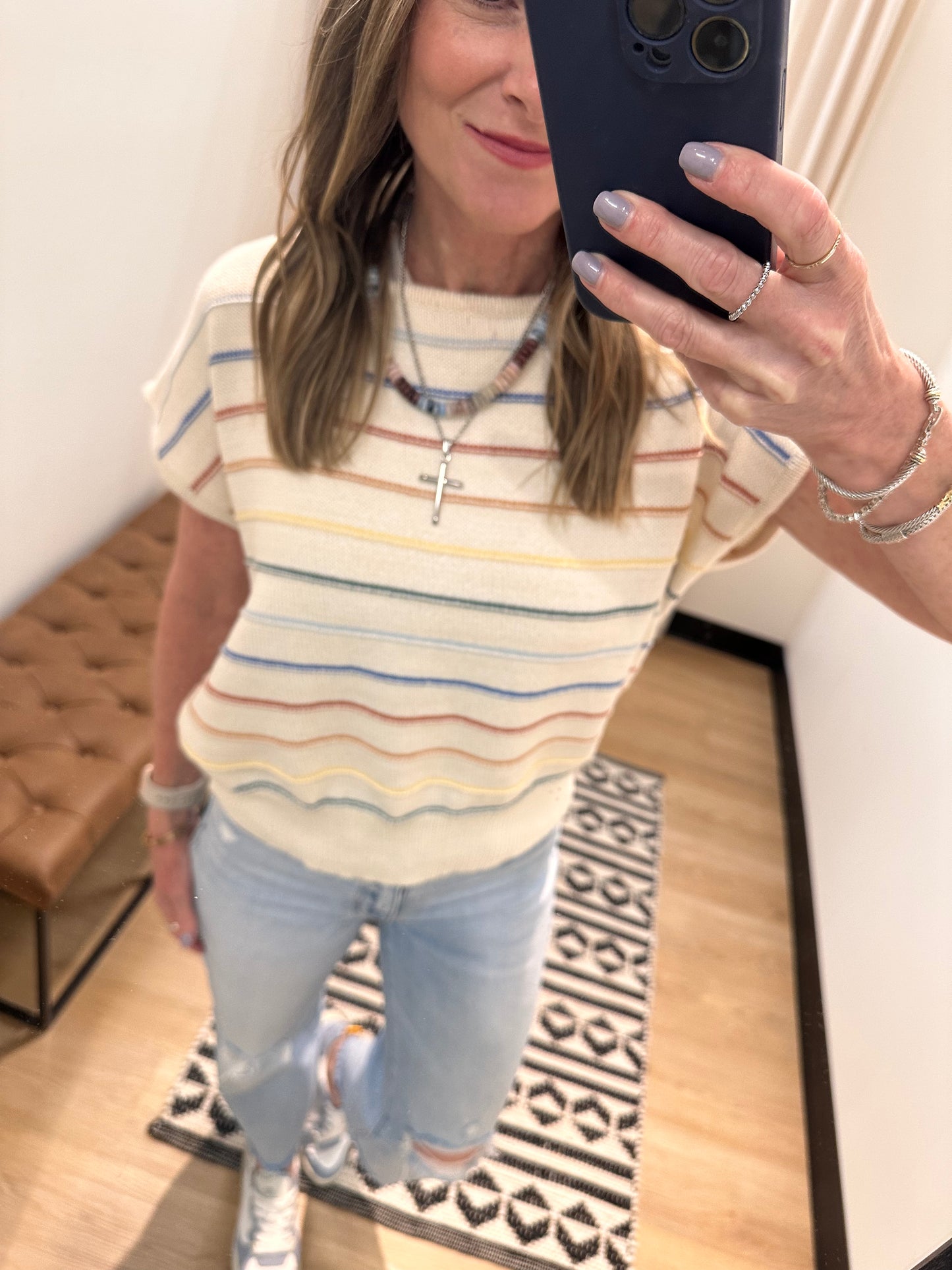 Waverly Striped Top- Blue Multi