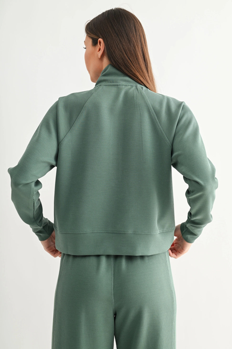 Luxe Sand Wash Rib 1/4 Zip Top- Eldergreen