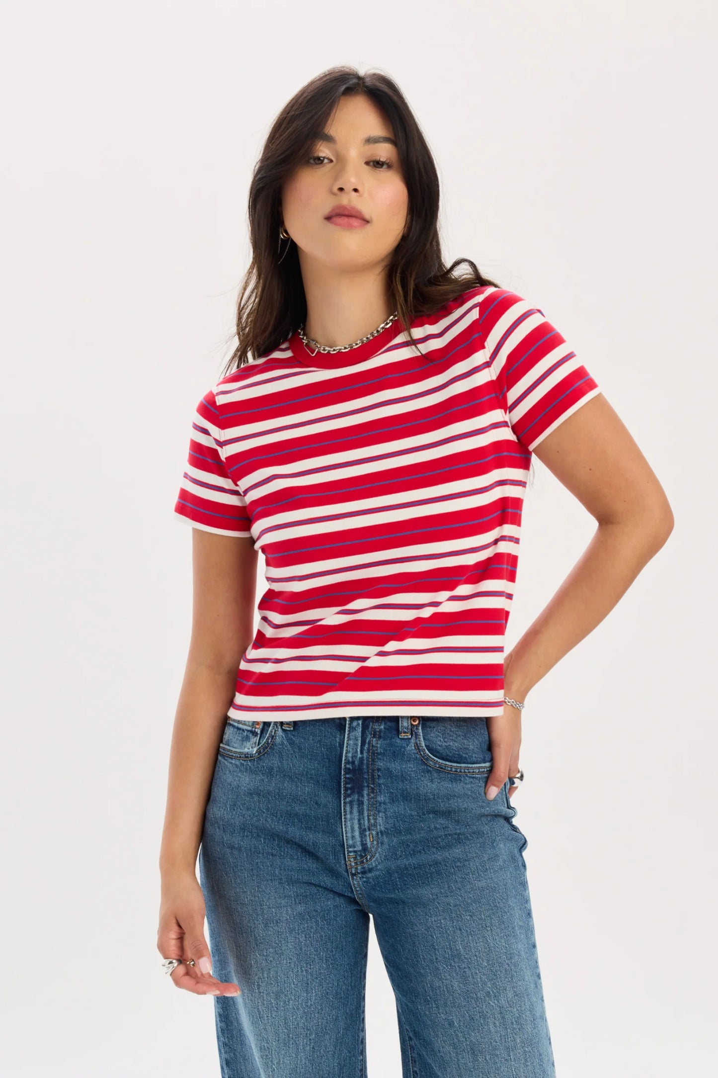Zuma Crew Neck Tee- Scarlet Stripe