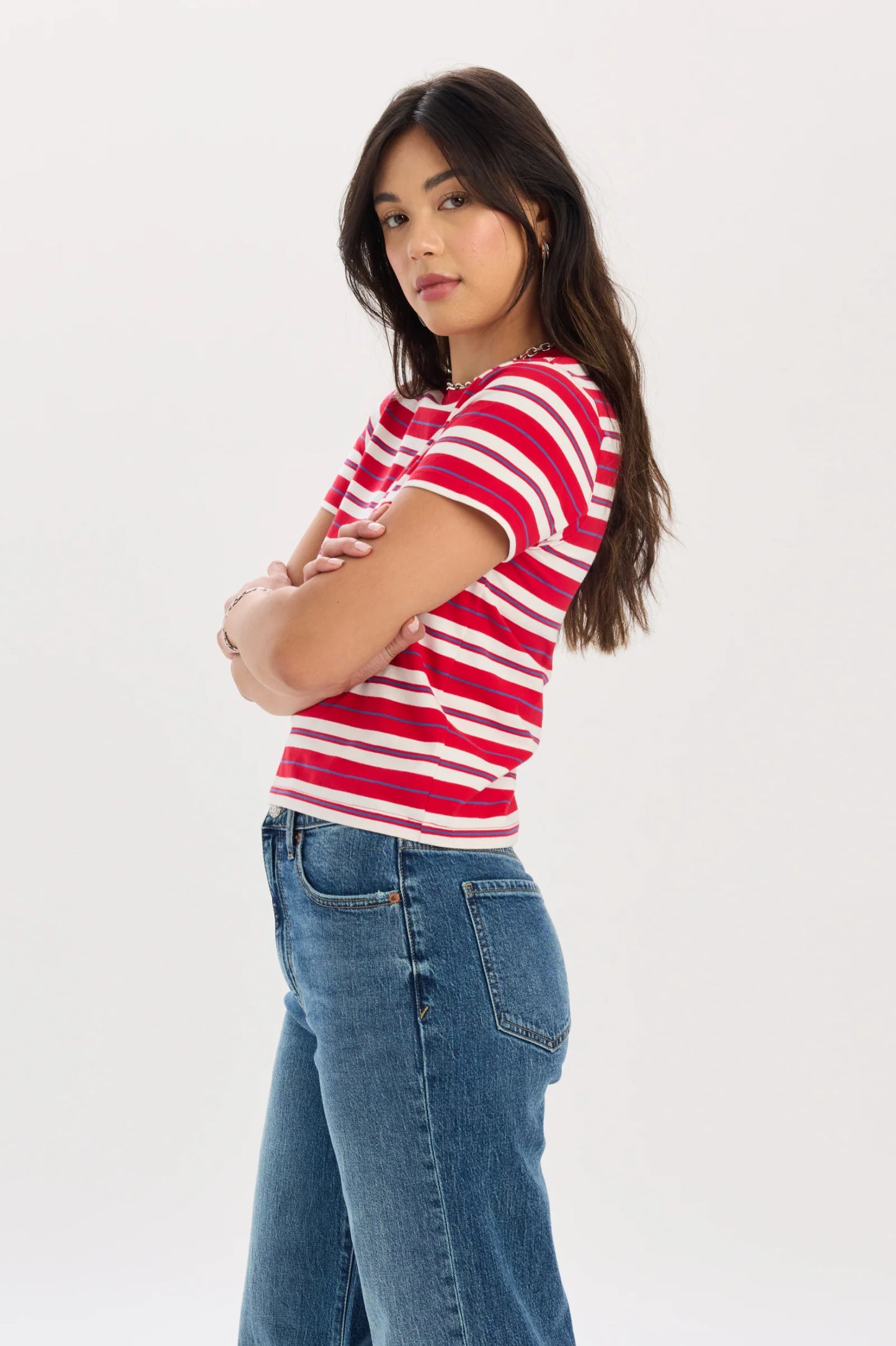 Zuma Crew Neck Tee- Scarlet Stripe