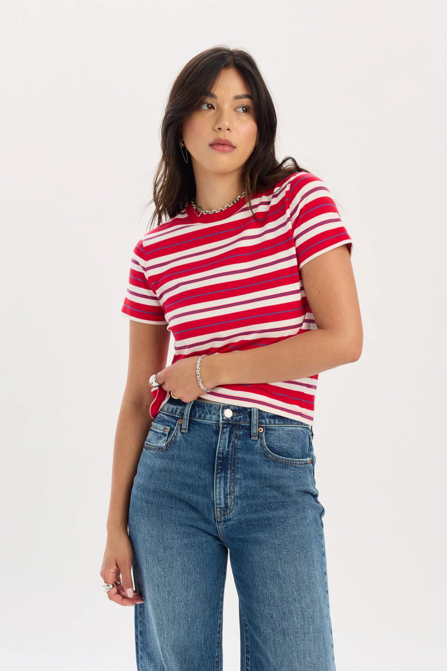 Zuma Crew Neck Tee- Scarlet Stripe