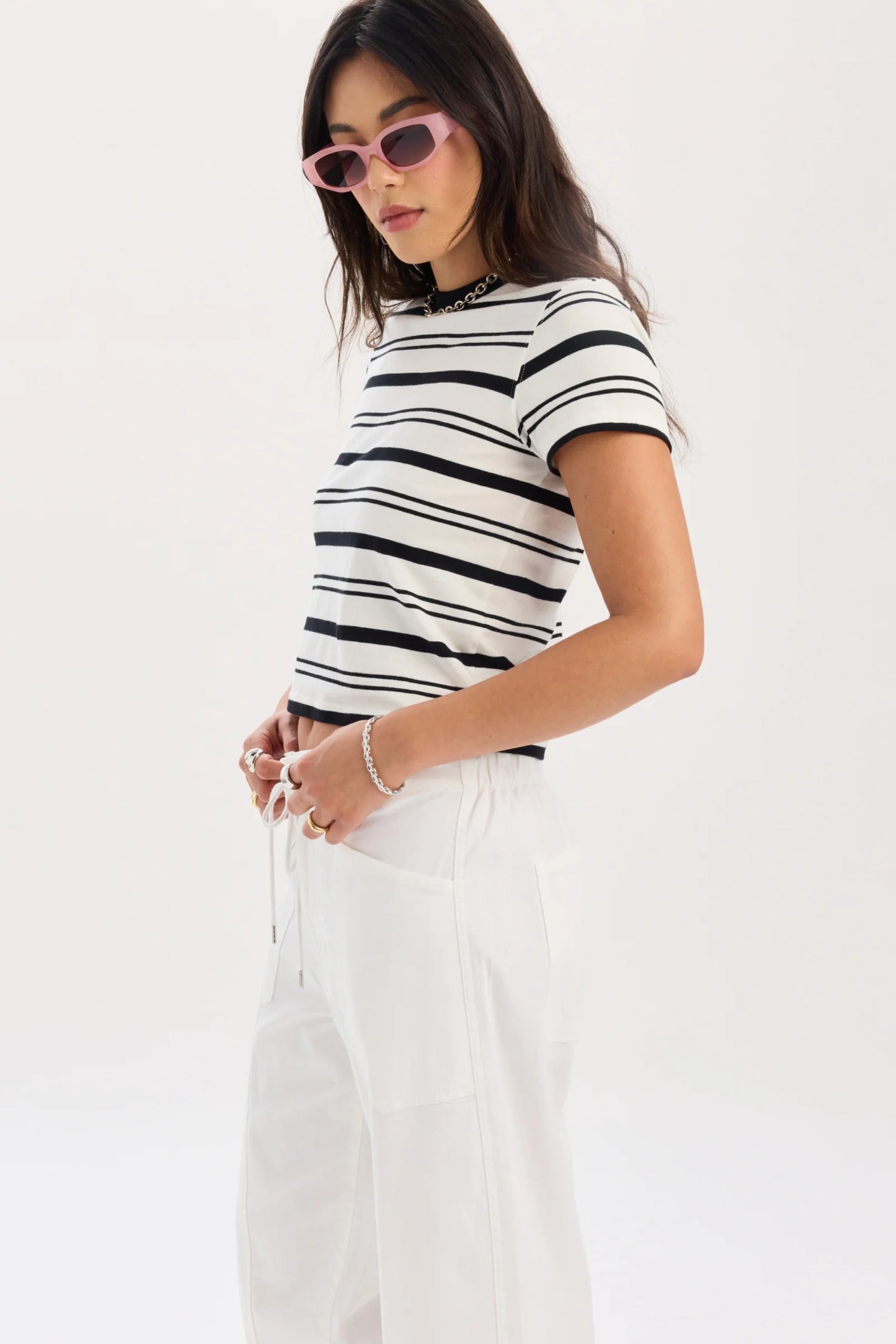 Zuma Crew Neck Tee- Onyx Stripe