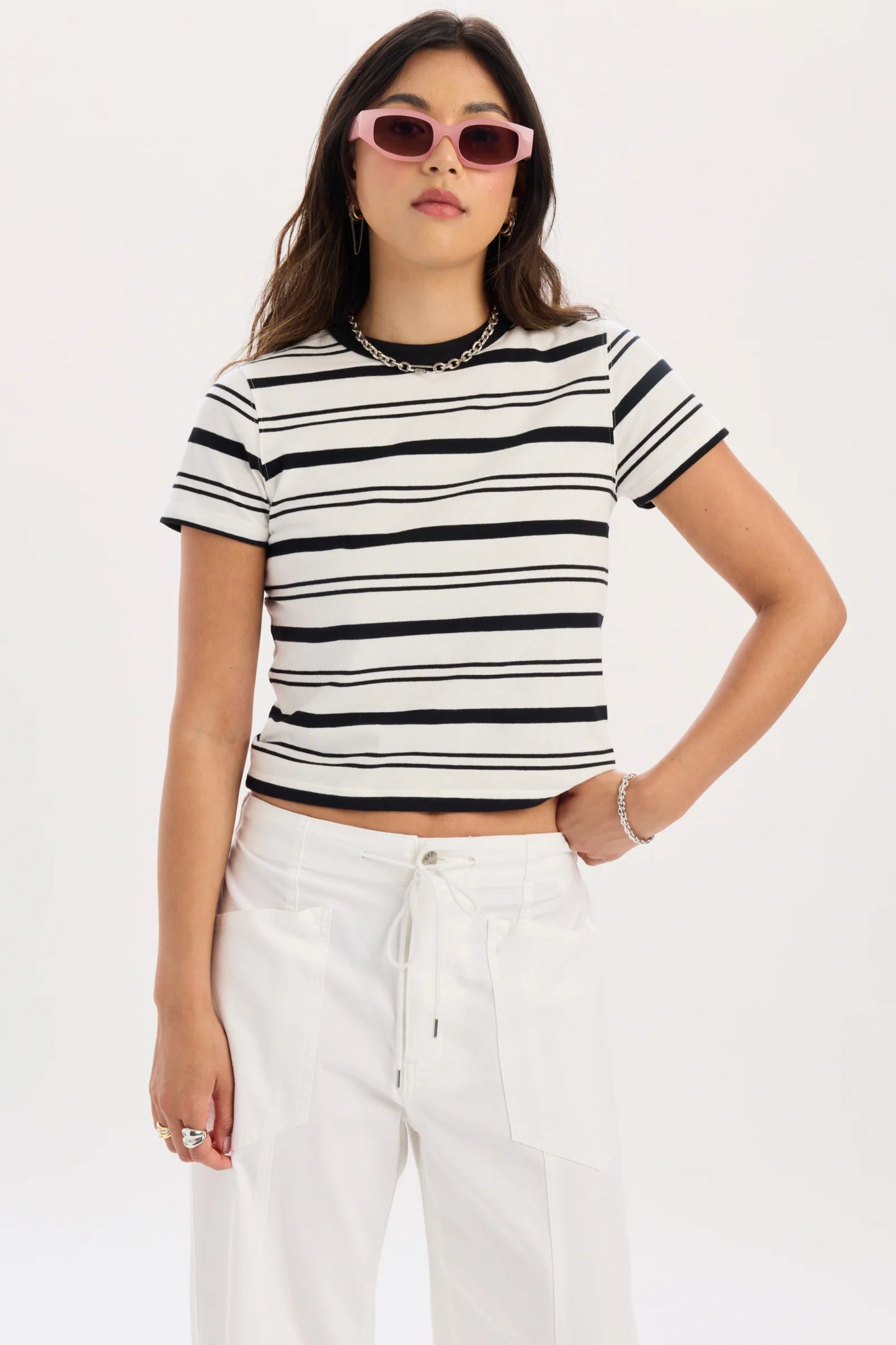 Zuma Crew Neck Tee- Onyx Stripe