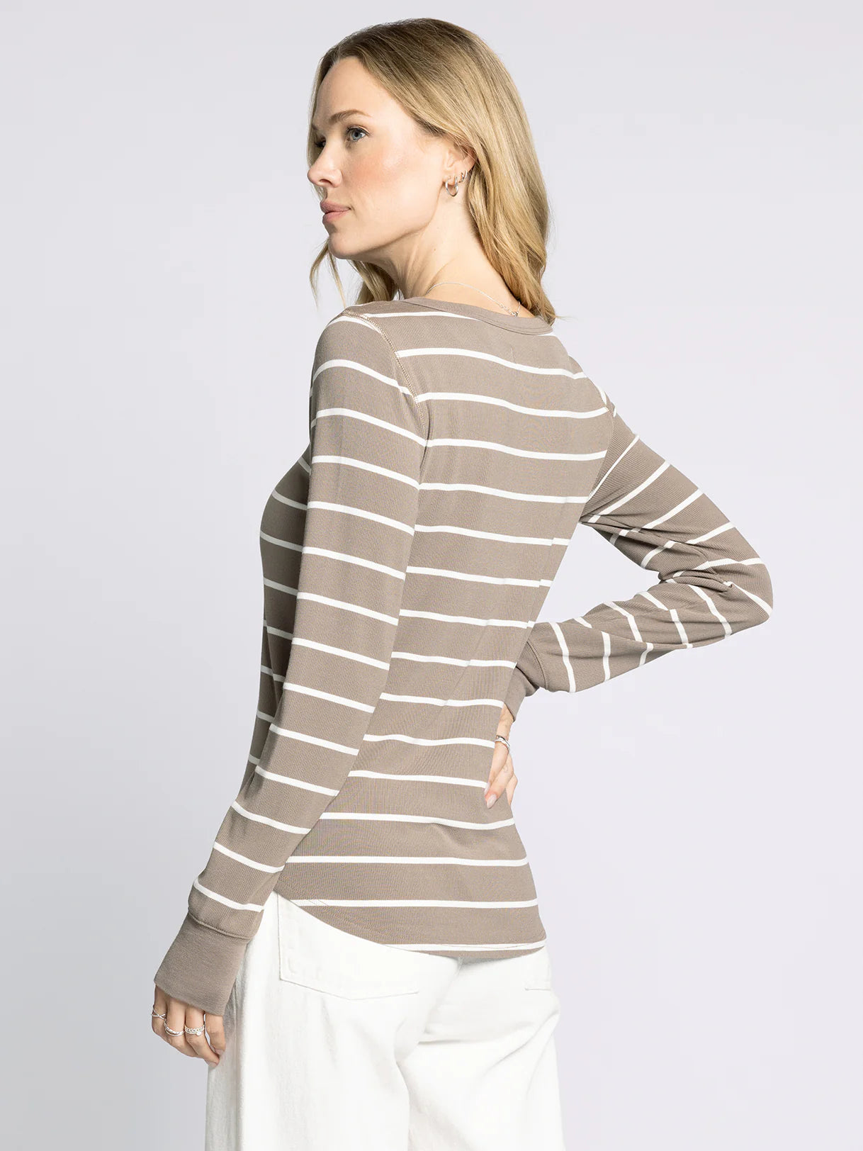 Stacy Top- Taupe White
