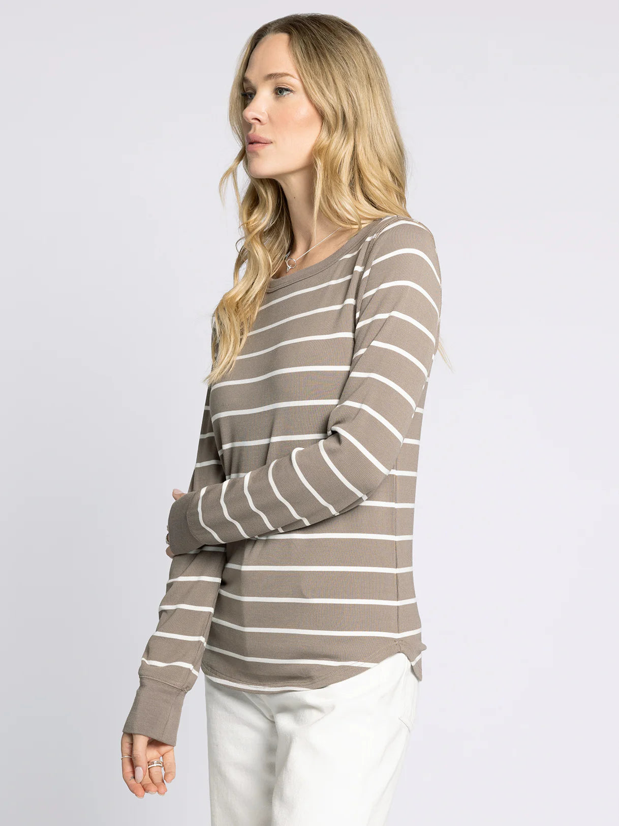 Stacy Top- Taupe White