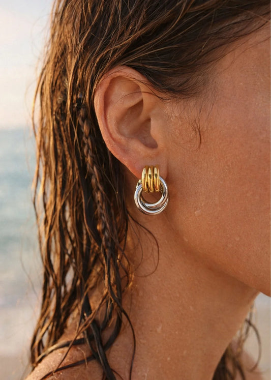 Luxe Gold & Silver Textured Earrings