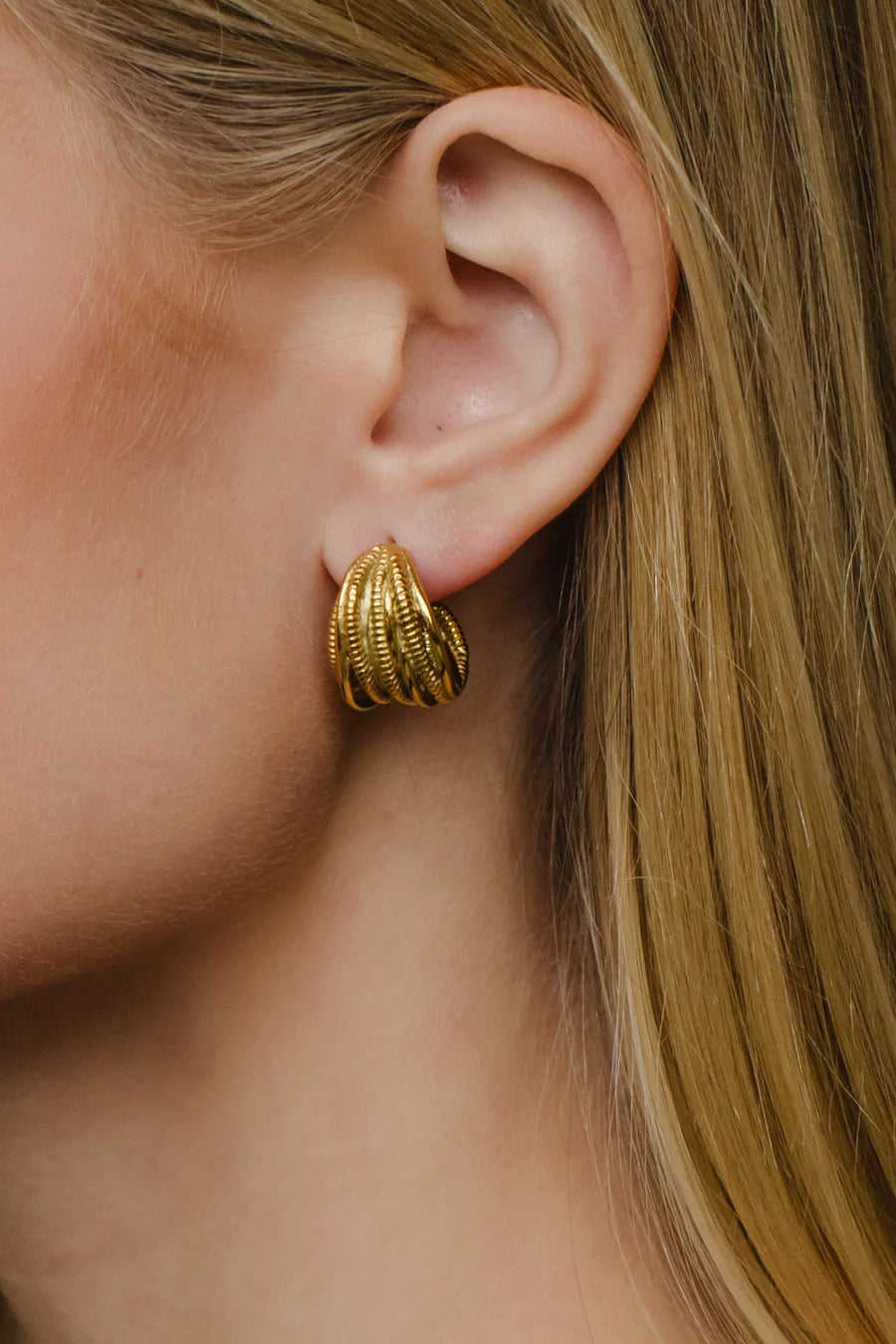 Luxe Gold Multi-Strand Textured Hoops
