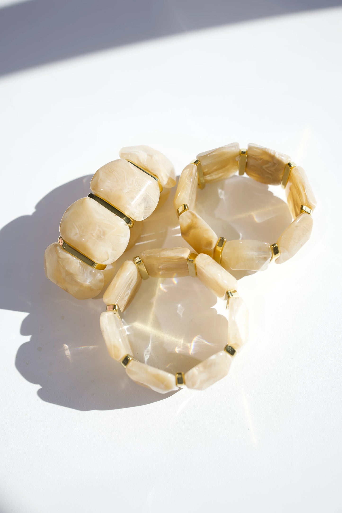 Emma Stretch Bracelet-  Tan