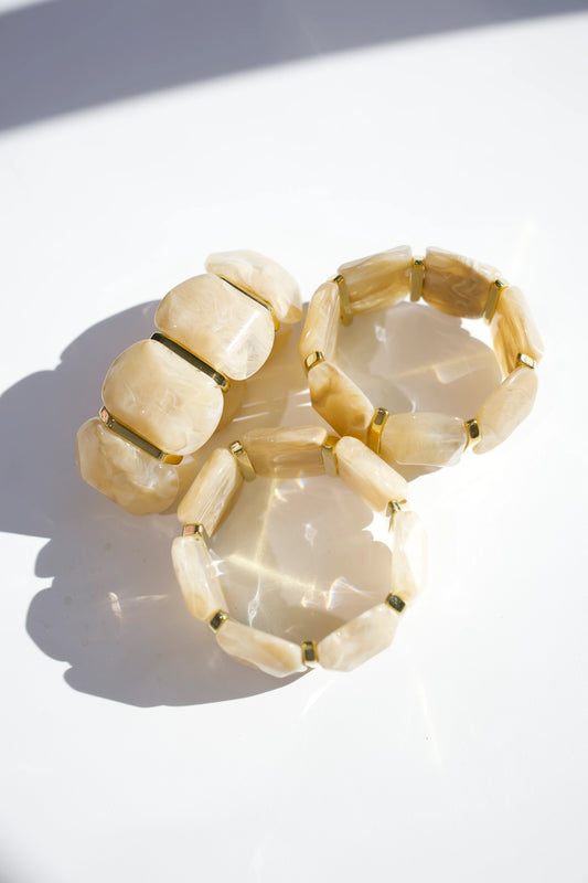 Emma Stretch Bracelet-  Tan