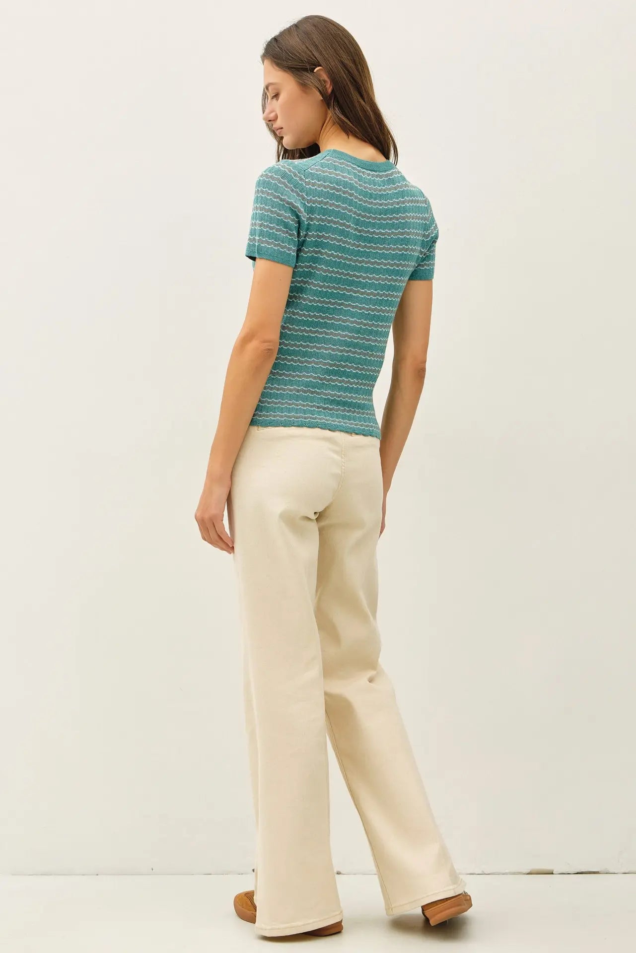 Danica Scallop Sweater Top- Seafoam