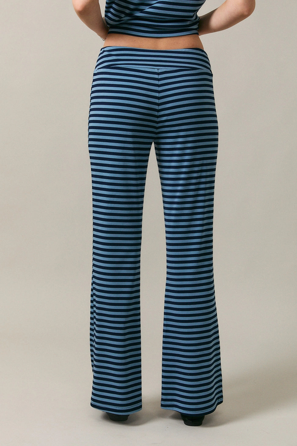 Amara Wide Leg Pant- Navy Stripe
