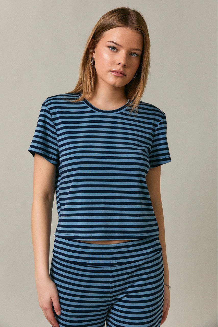 Amara Baby Tee- Navy Stripe