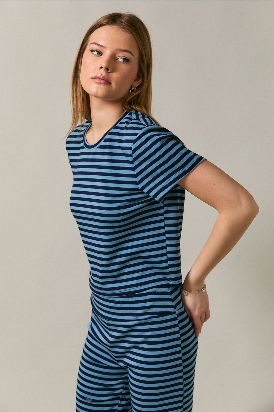 Amara Baby Tee- Navy Stripe