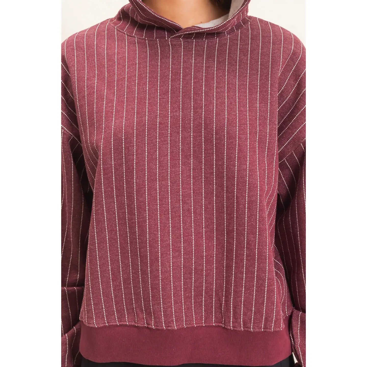 Teagan Pinstripe Hoodie- Dark Cherry