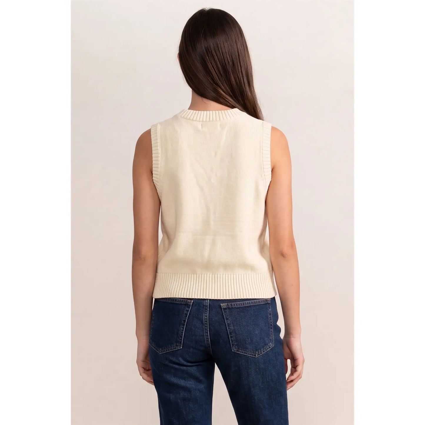 Chandler Sleeveless Sweater Vest- Cream