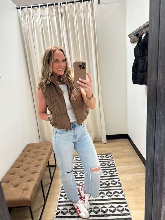 Cheryl Puffer Vest- Brown