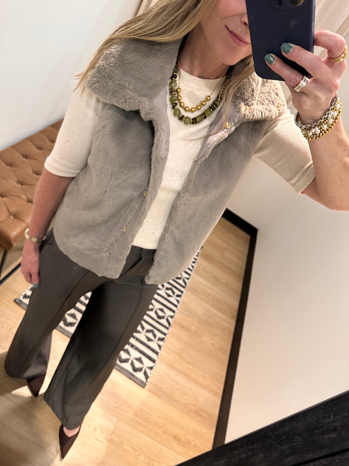 Faux Fur Vest- Taupe